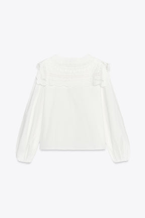 Embroidered Collar Poplin Shirt