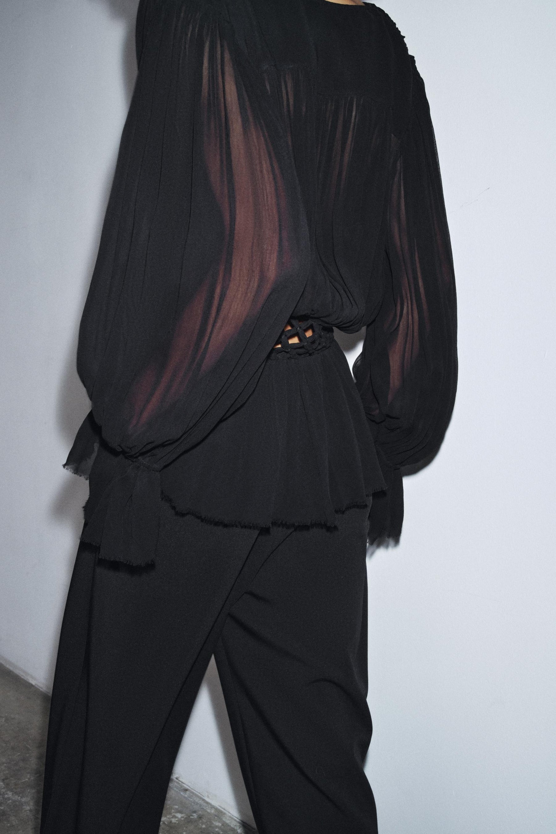 V-Neck Macramé Blouse