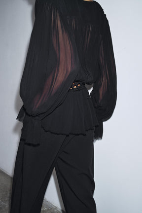 V-Neck Macramé Blouse