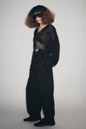 V-Neck Macramé Blouse