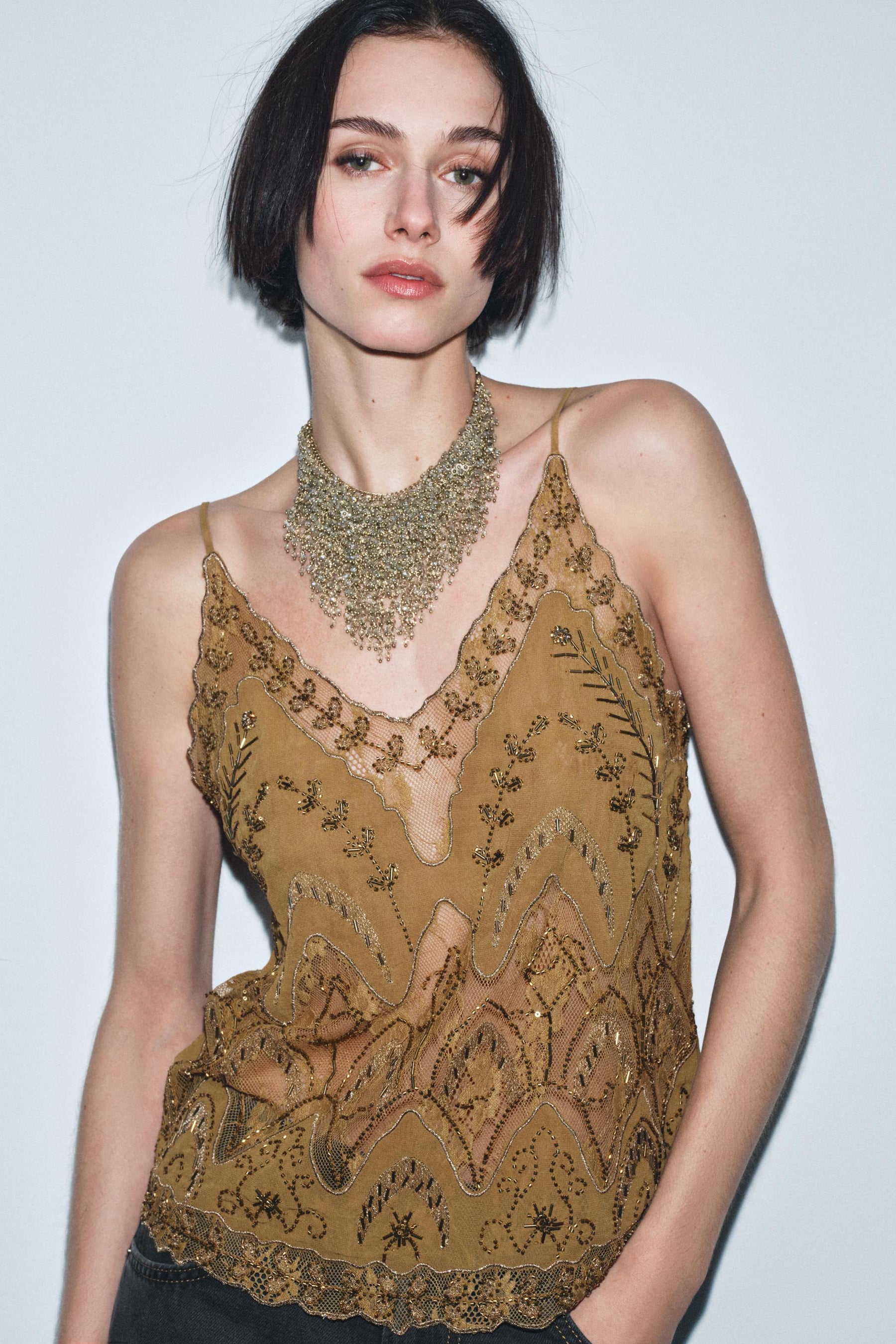 Embroidered Beaded Fashion Top