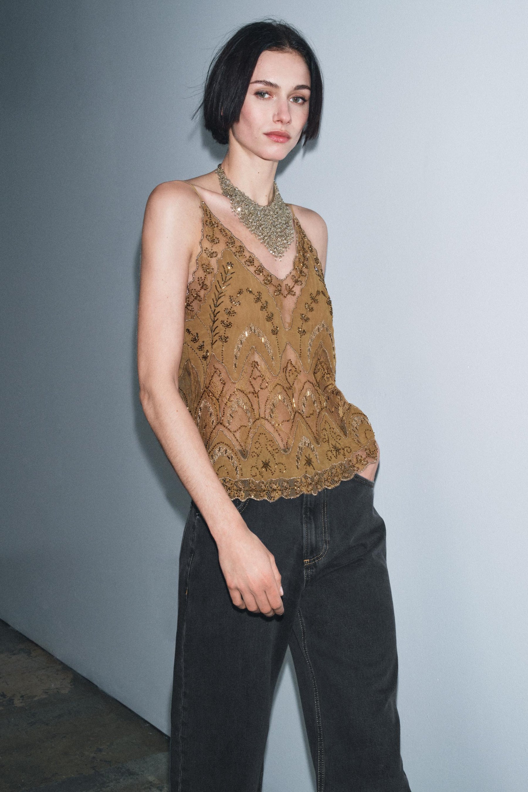 Embroidered Beaded Fashion Top