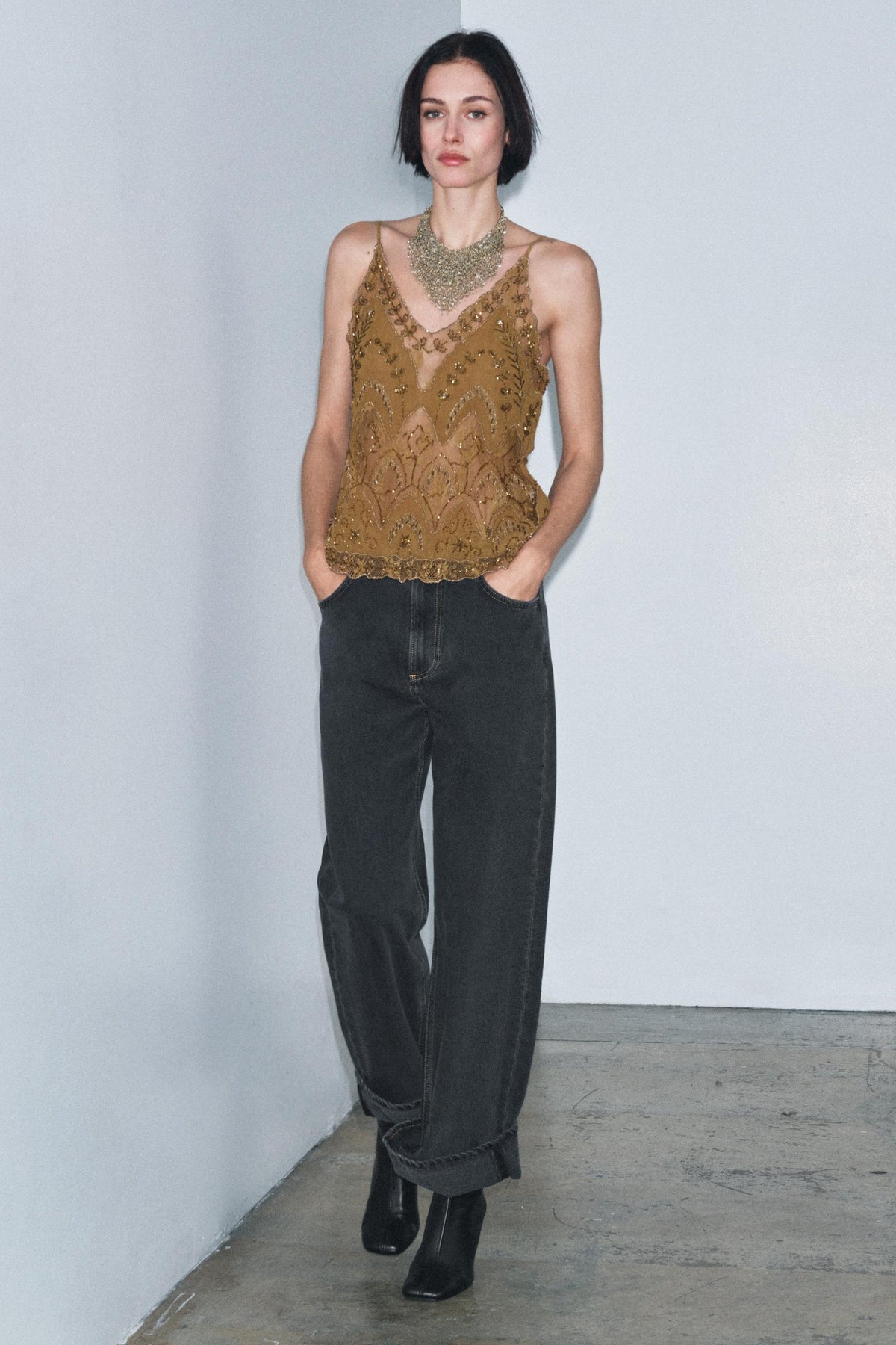 Embroidered Beaded Fashion Top