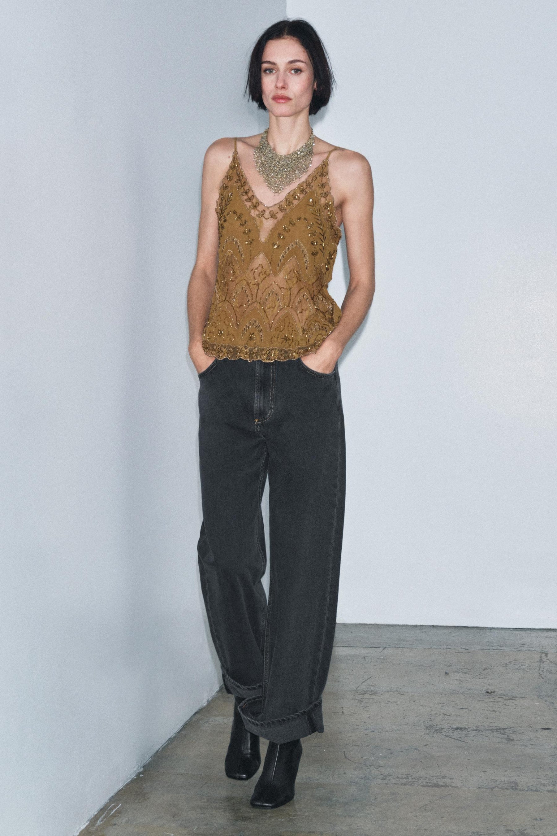 Embroidered Beaded Fashion Top