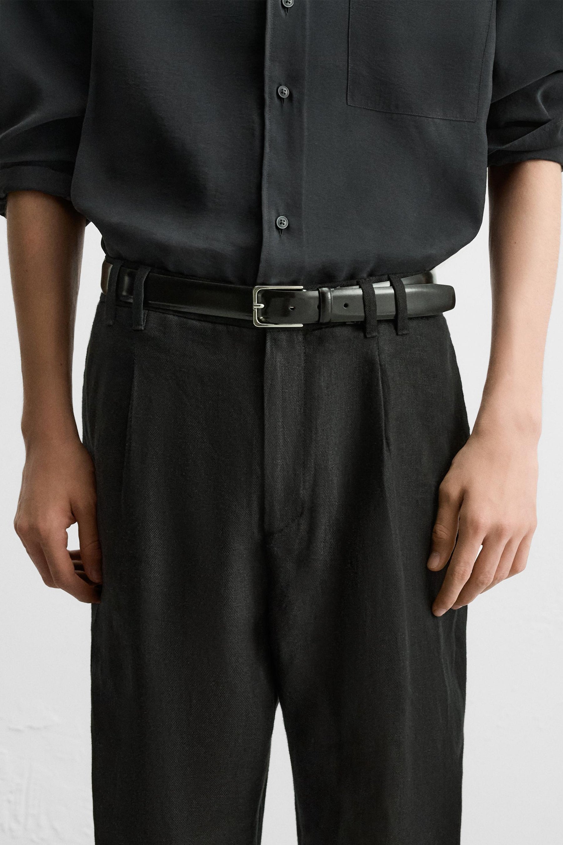 TOPSTITCHED LEATHER BELT - Image 1