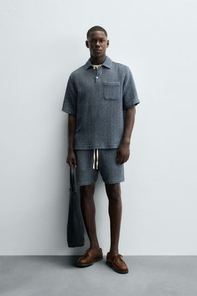 JACQUARD TEXTURED BERMUDA SHORTS - Image 1