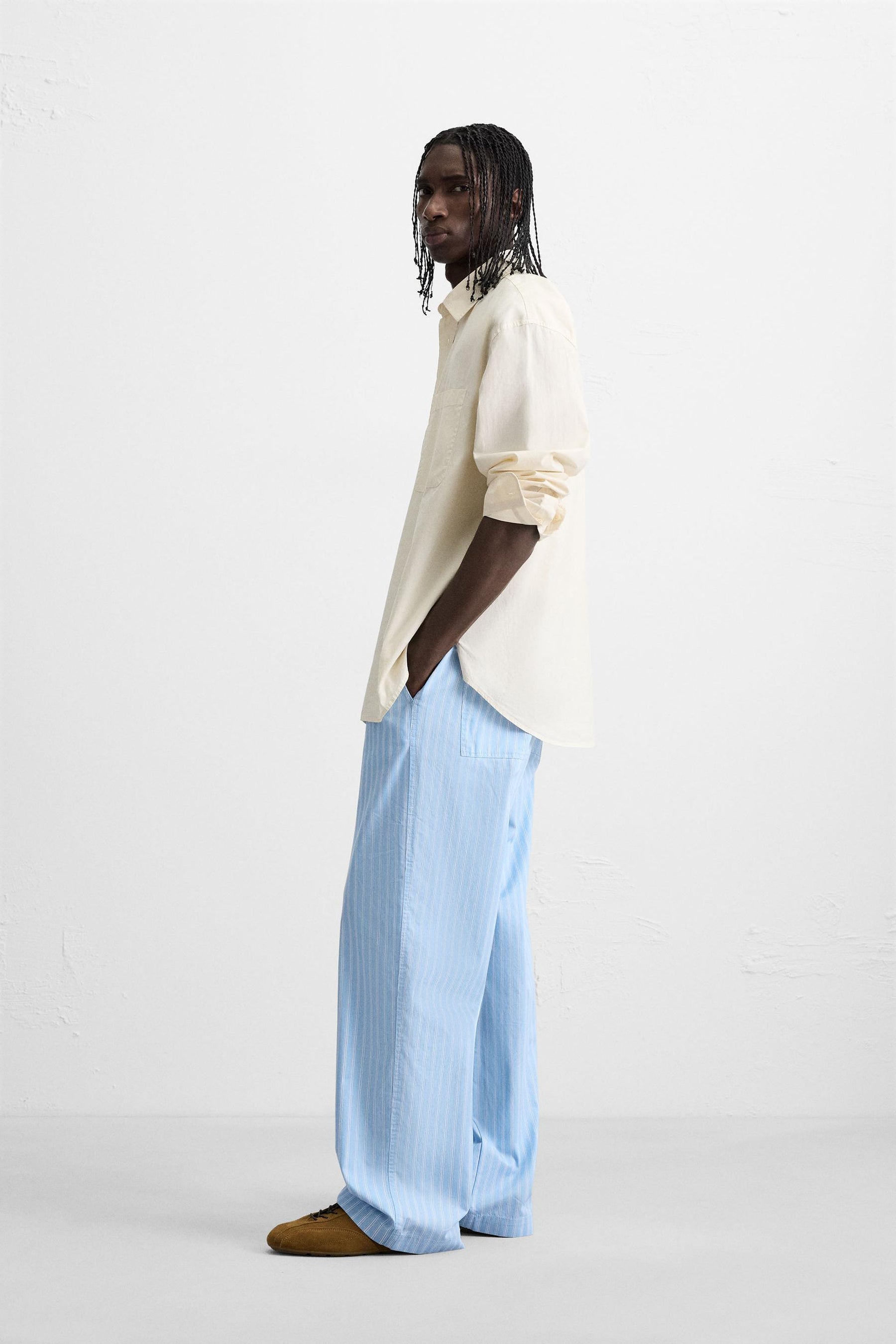 STRIPED TEXTURED TROUSERS - Image 4