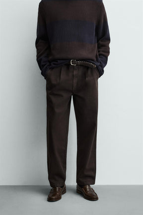 Pleated Straight Leg Trousers