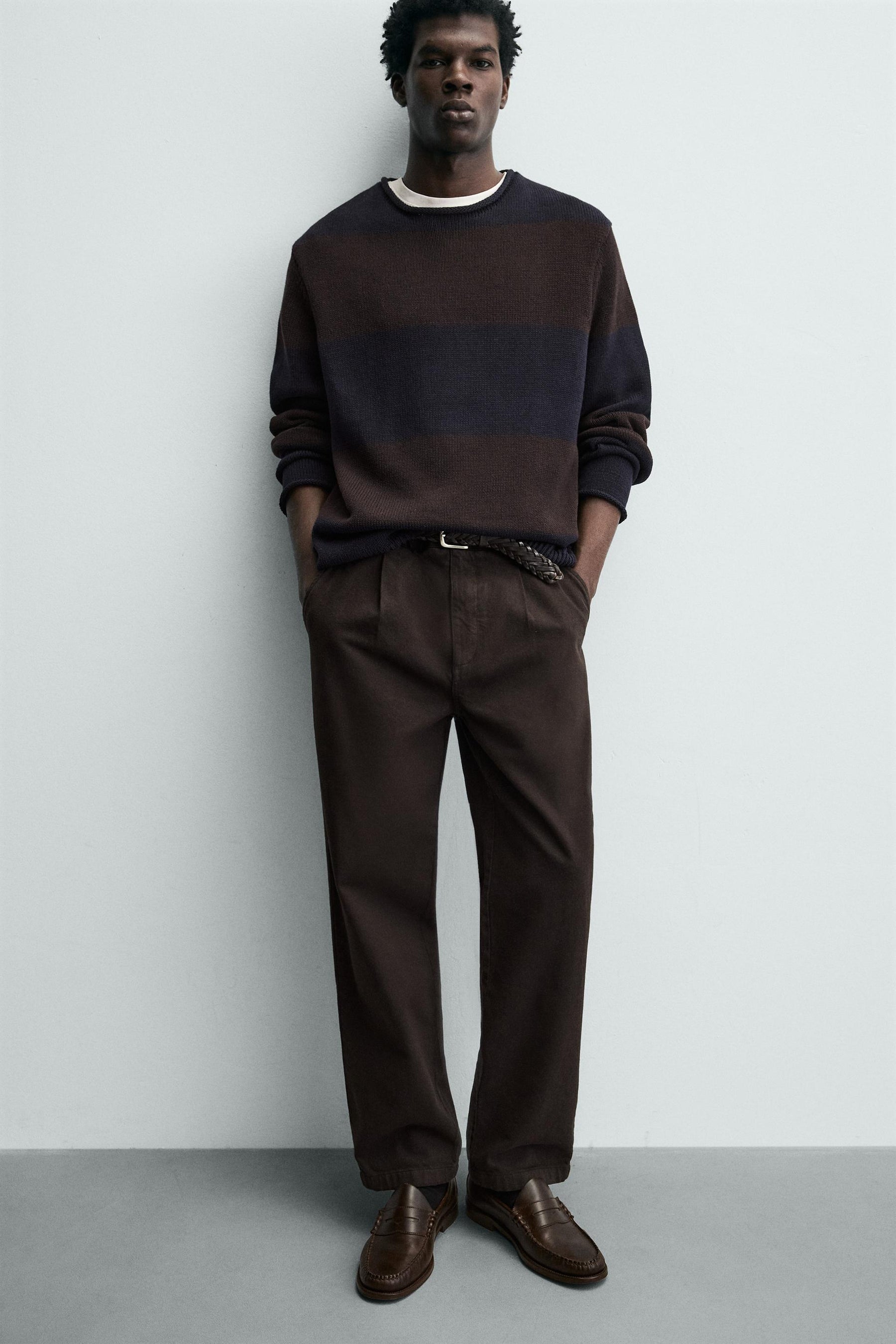 Pleated Straight Leg Trousers