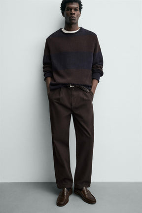 Pleated Straight Leg Trousers