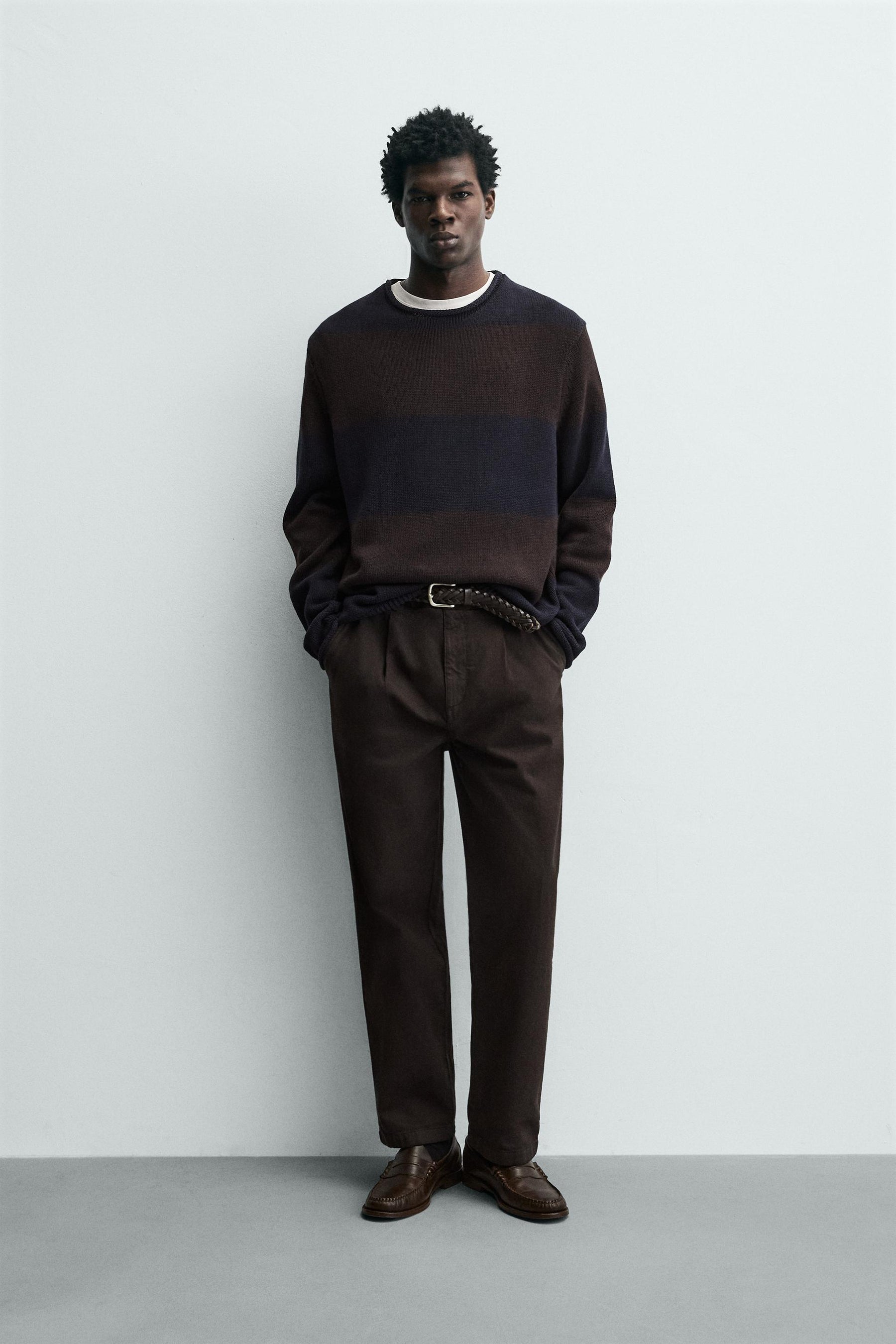 Pleated Straight Leg Trousers