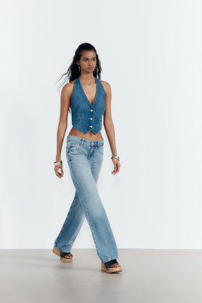 Wide-leg low-rise jeans