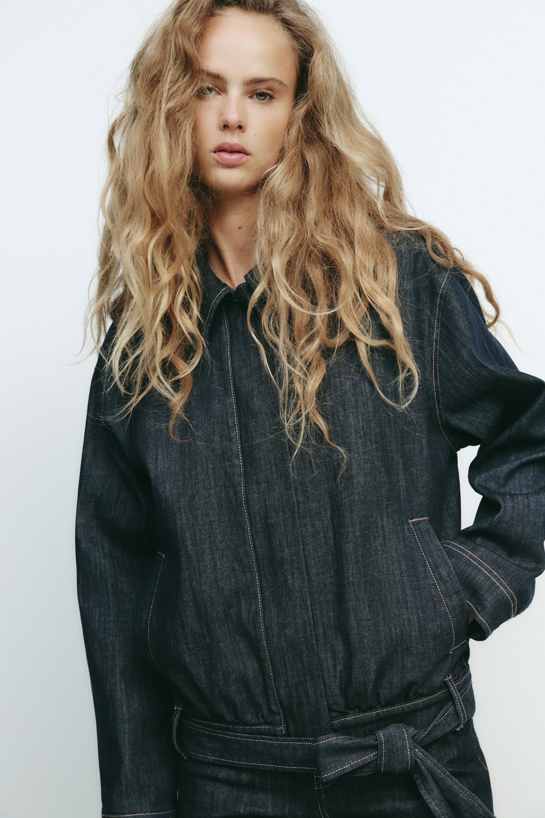 TRF DENIM JACKET WITH BELT - Image 3