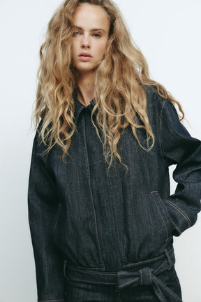 TRF DENIM JACKET WITH BELT - Image 3