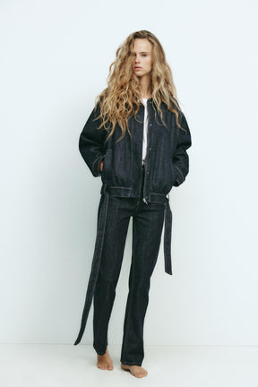 TRF DENIM JACKET WITH BELT - Image 1