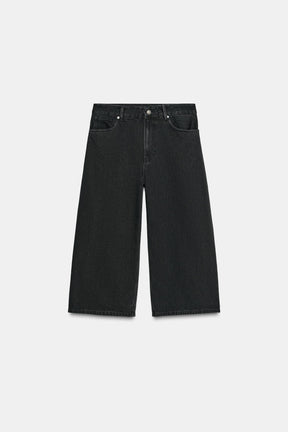 Mid-Waist Denim Bermuda Shorts