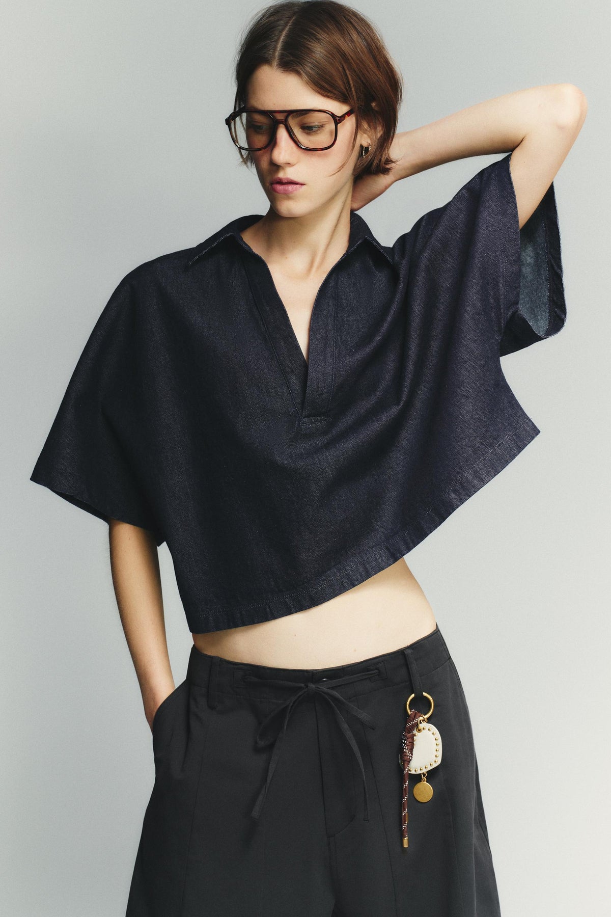 Denim shirt with collar