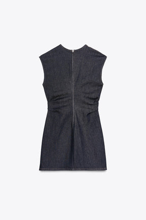 TRF DRAPED DENIM SHORT DRESS - Image 6