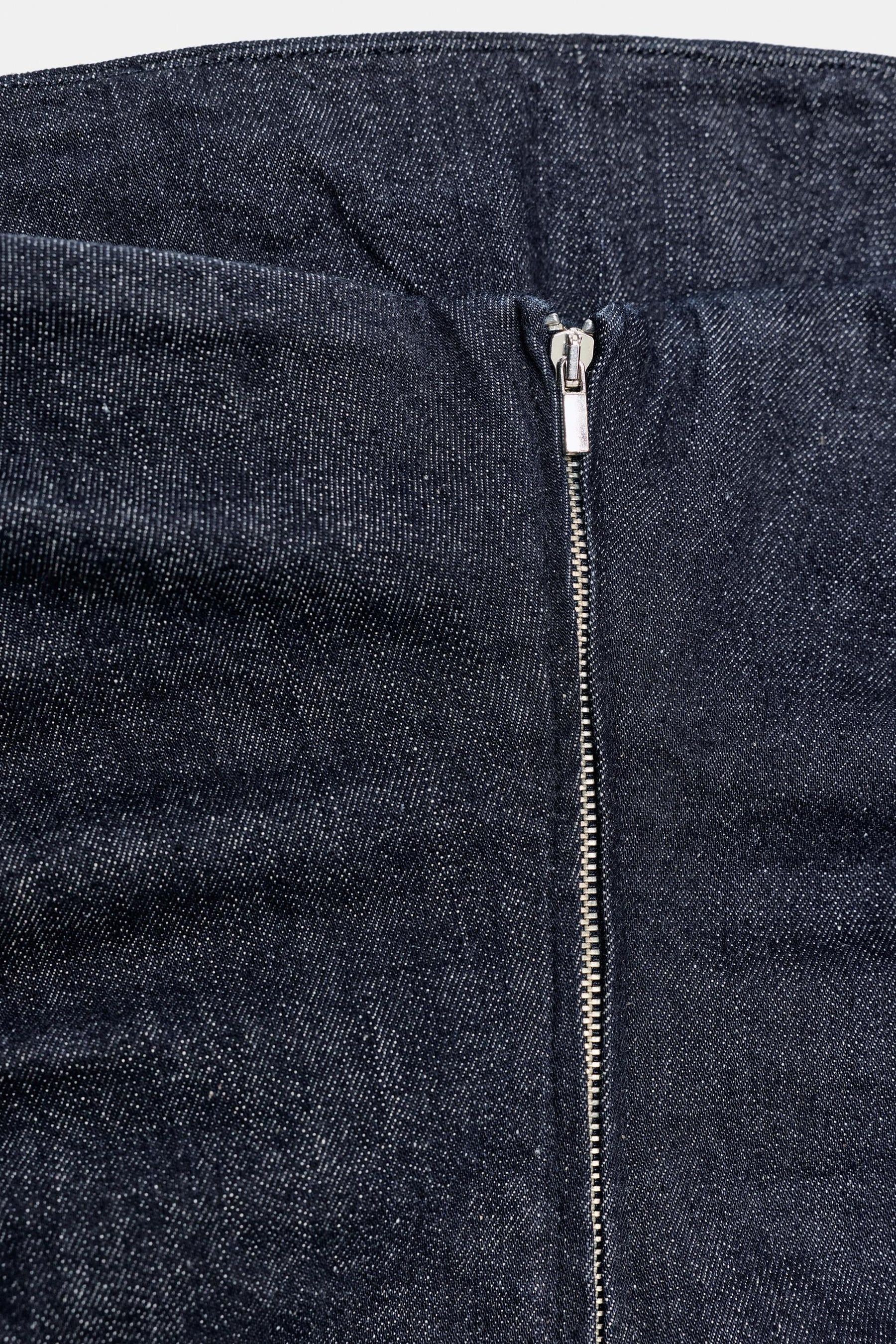 Denim Gathered Bandeau Dress