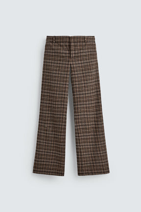 Checked Flare Fit Trousers