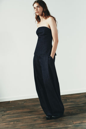 DENIM TROUSERS WITH DARTS