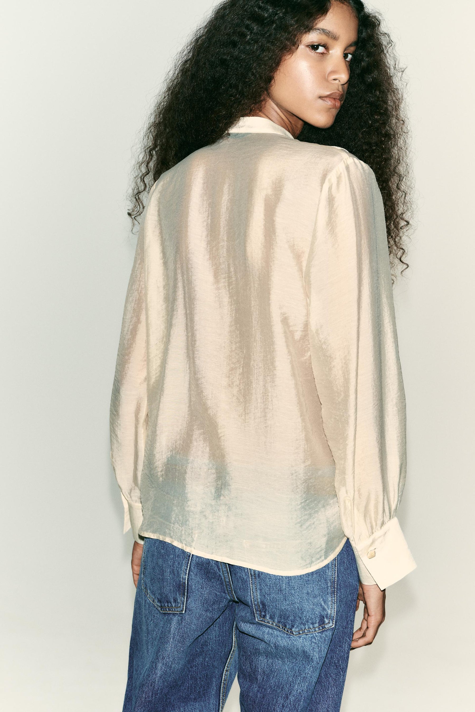 Ruffled Tie-Neck Blouse