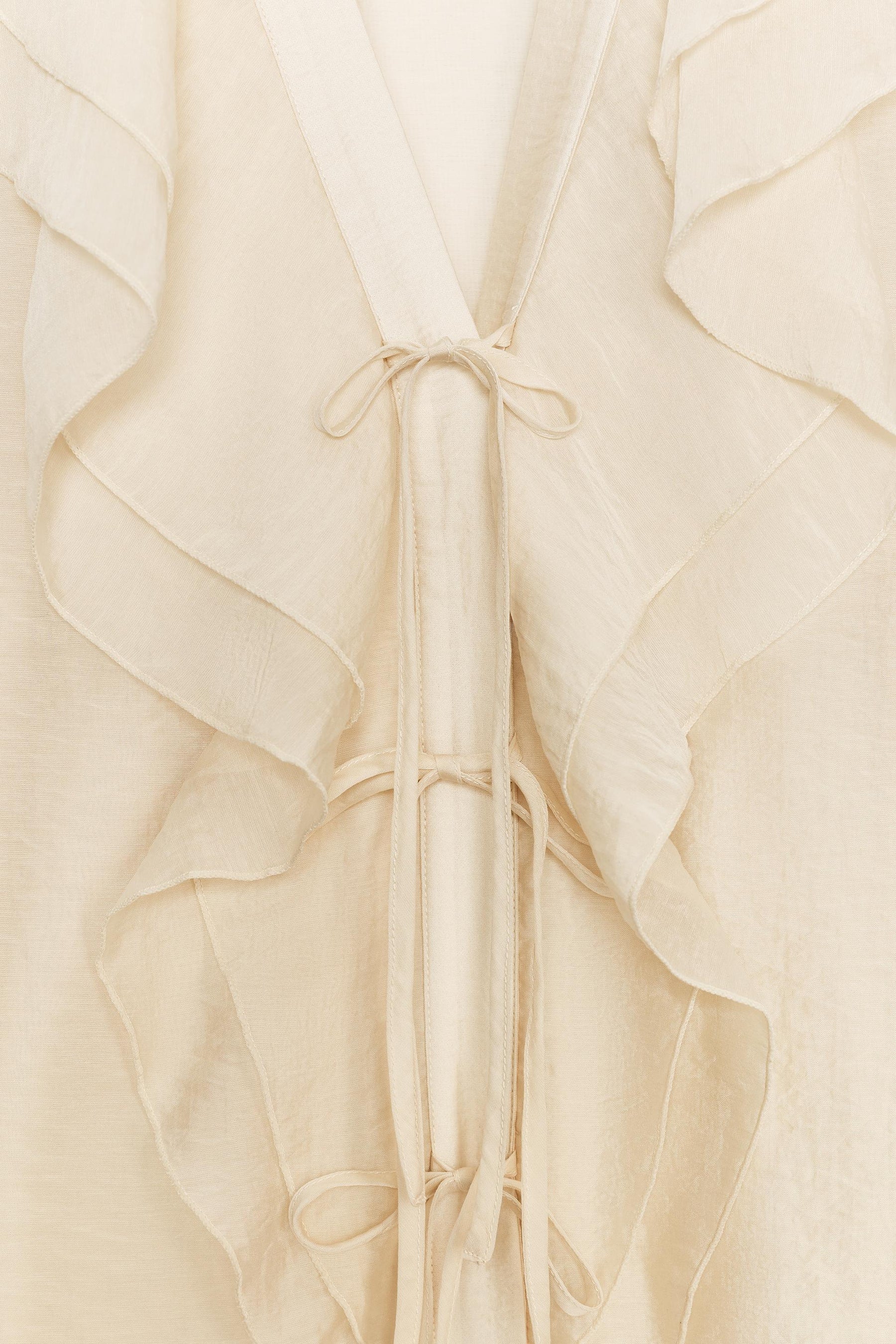 Ruffled Tie-Neck Blouse