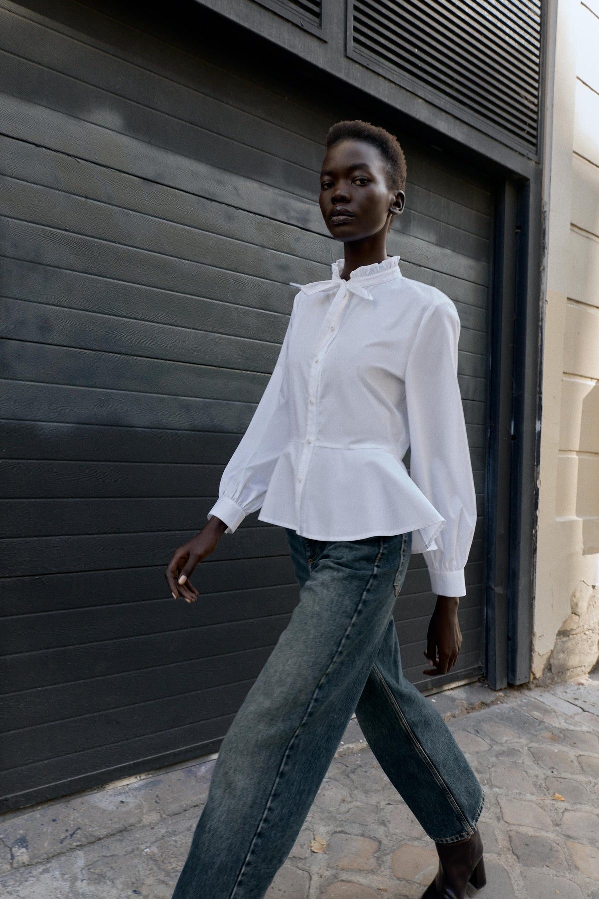 Peplum Poplin Bow Shirt