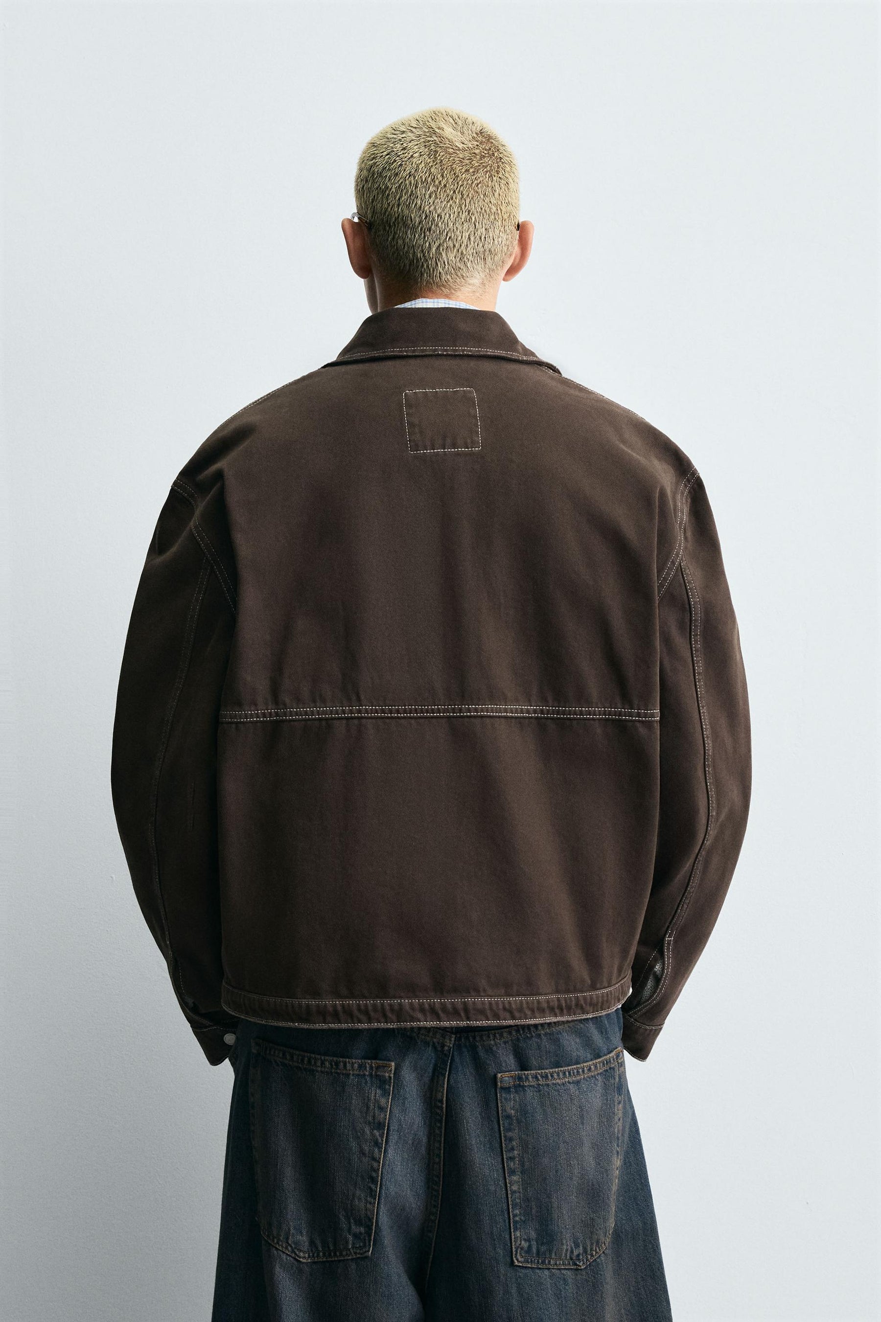 CONTRAST STITCH WASHED JACKET - Image 3