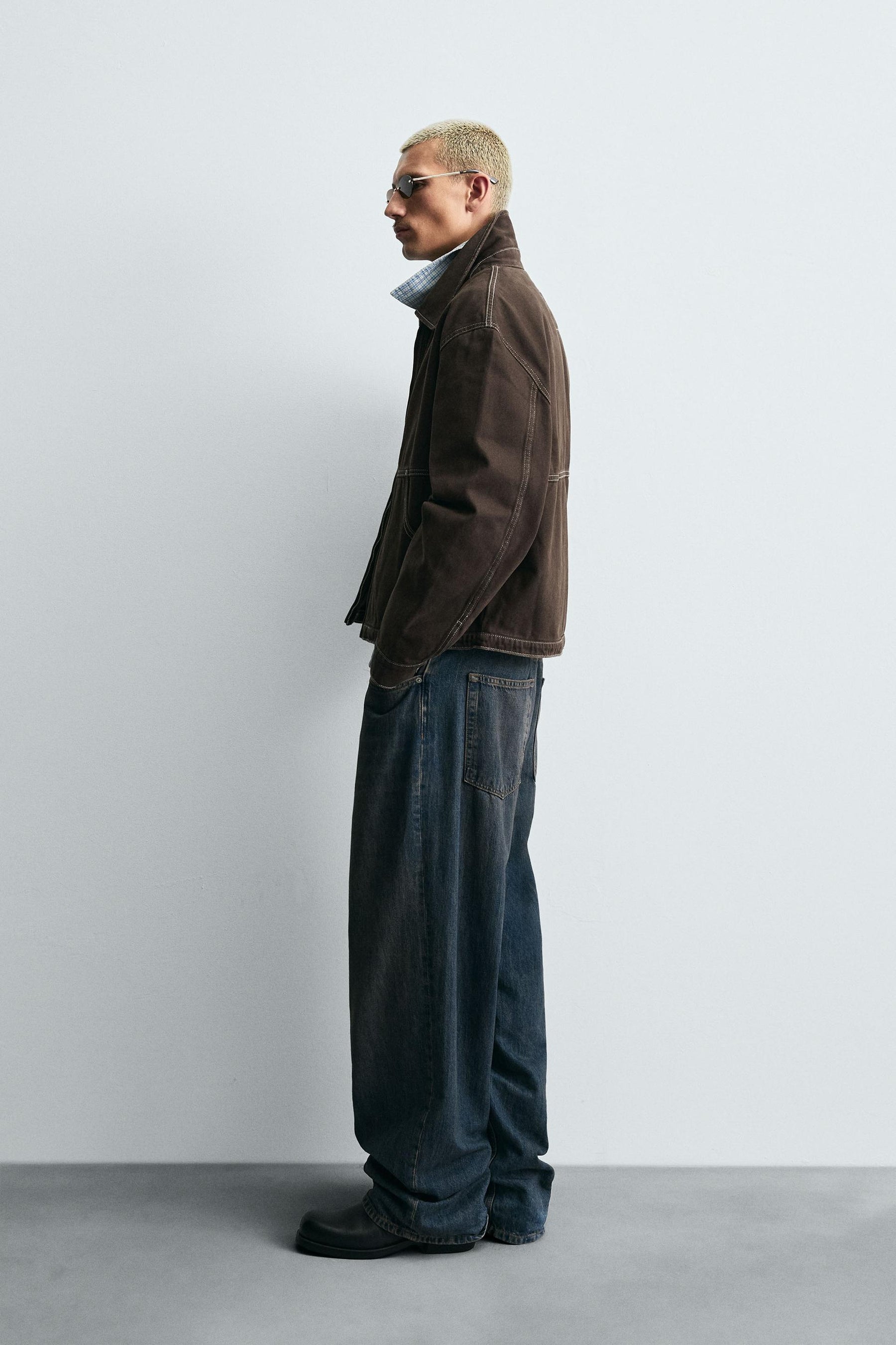 CONTRAST STITCH WASHED JACKET - Image 4
