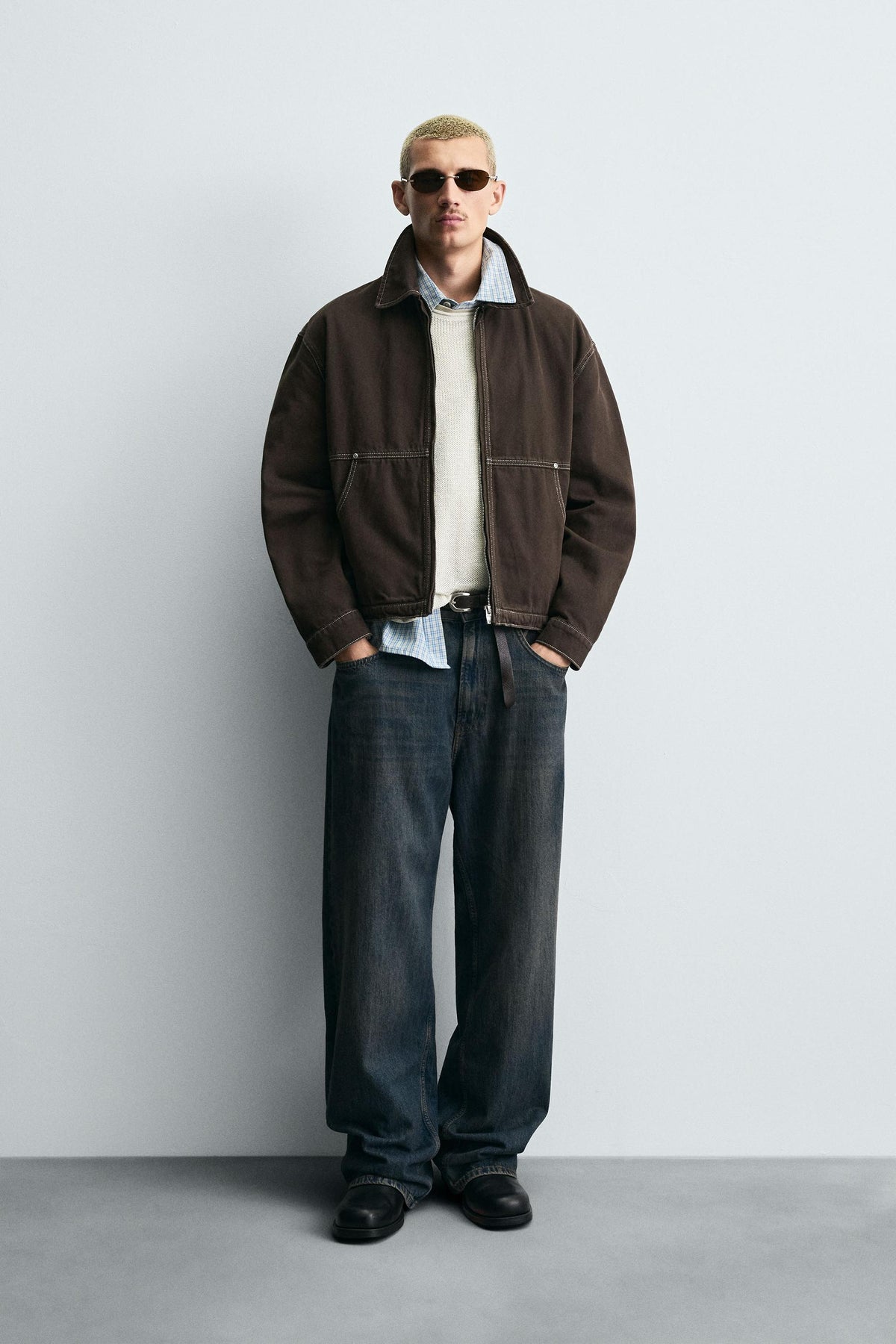 CONTRAST STITCH WASHED JACKET - Image 1