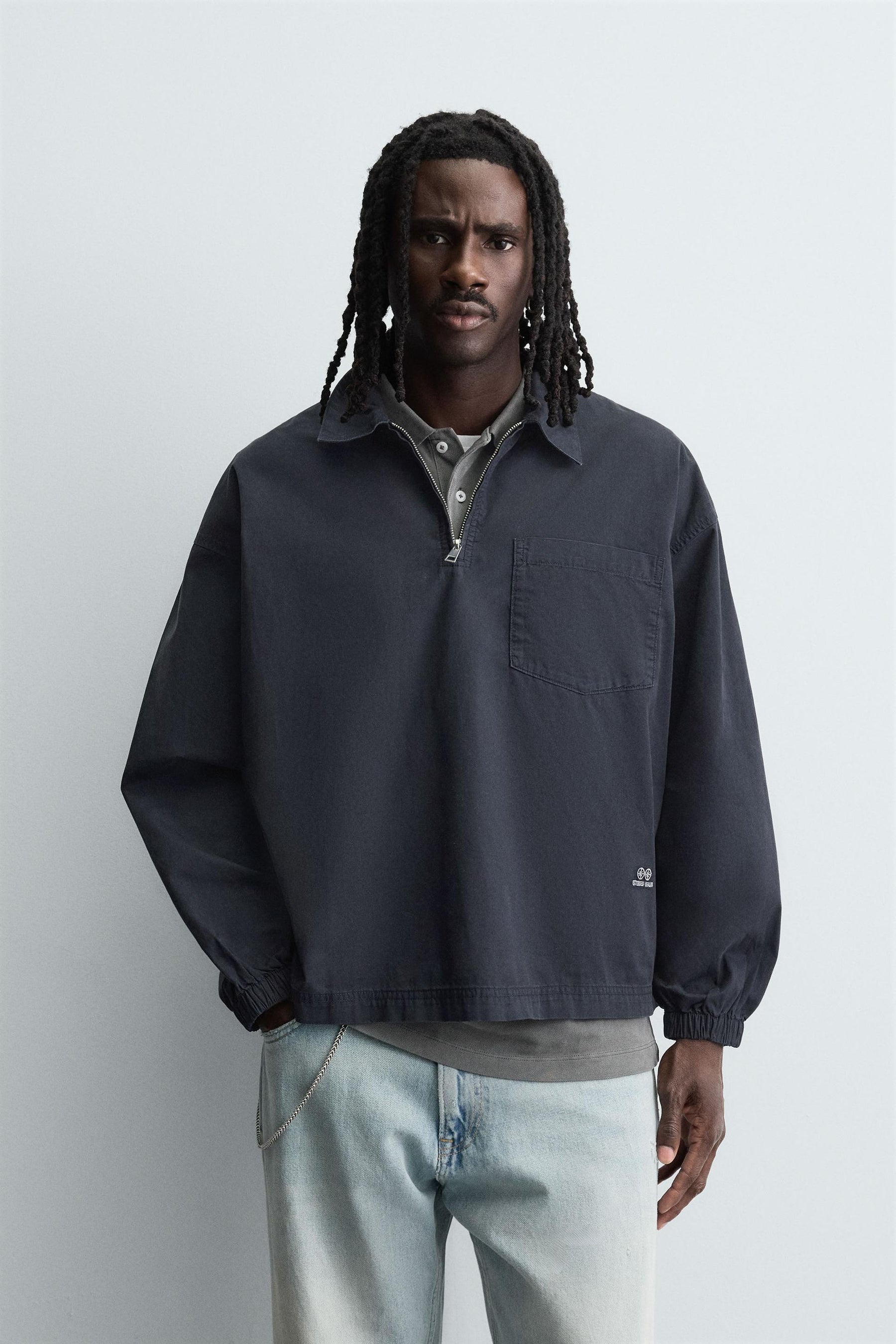 DENIM ZIP-UP POLO SHIRT - Image 2