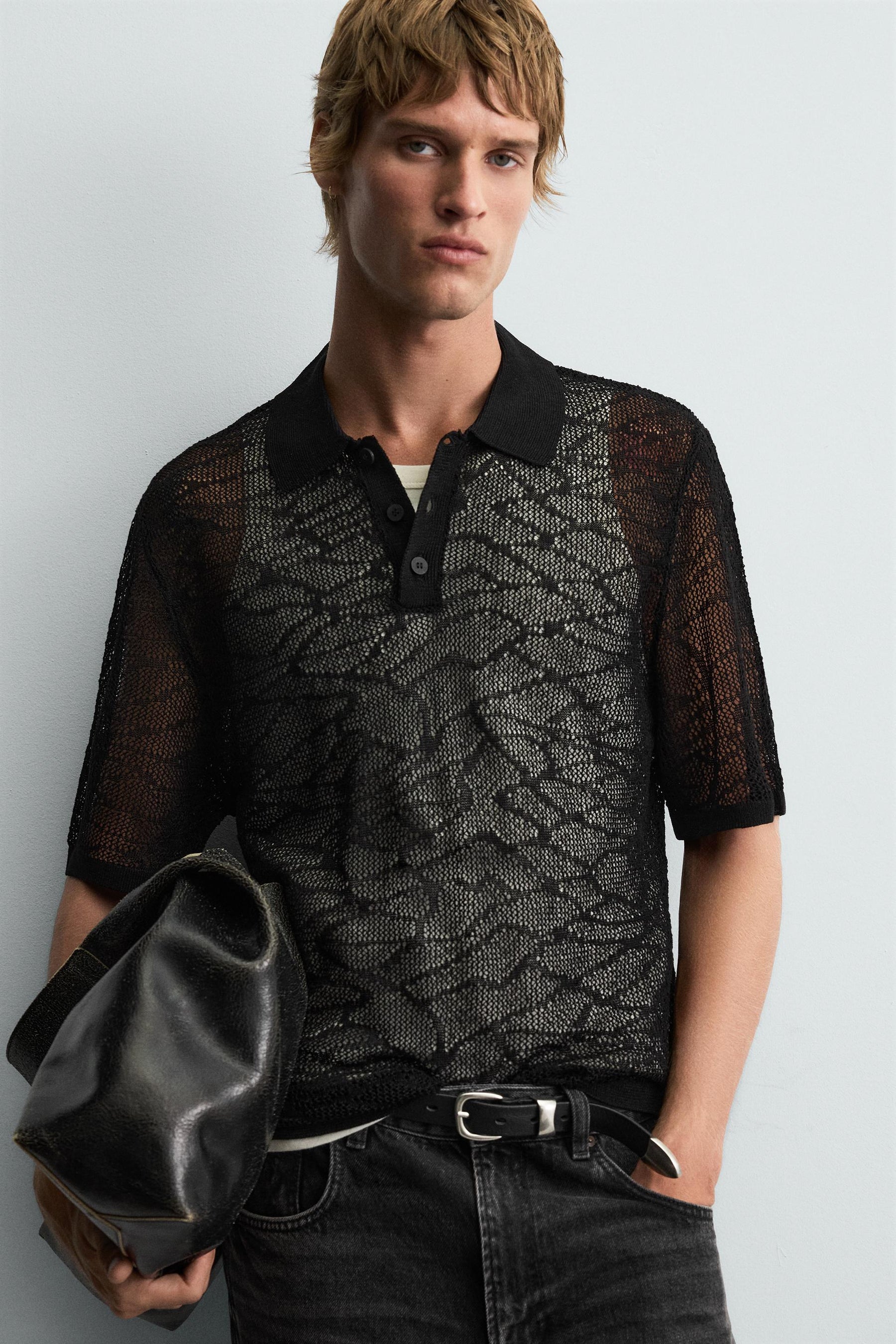 OPENWORK KNIT POLO SHIRT - Image 5