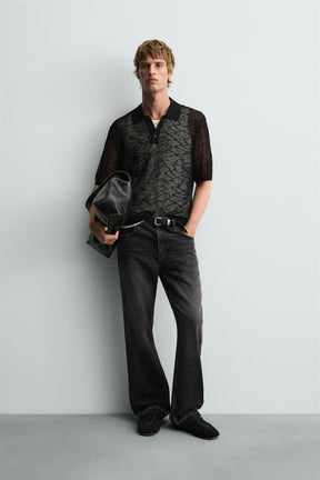 OPENWORK KNIT POLO SHIRT - Image 1