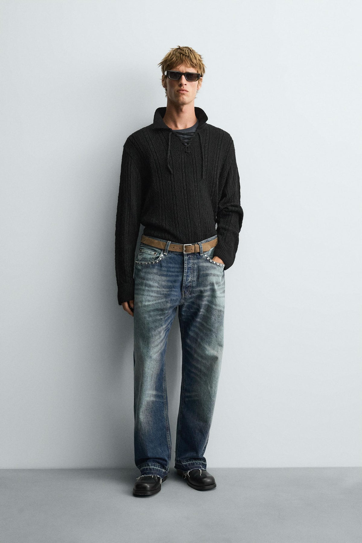 TEXTURED KNIT CORD POLO SHIRT - Image 1