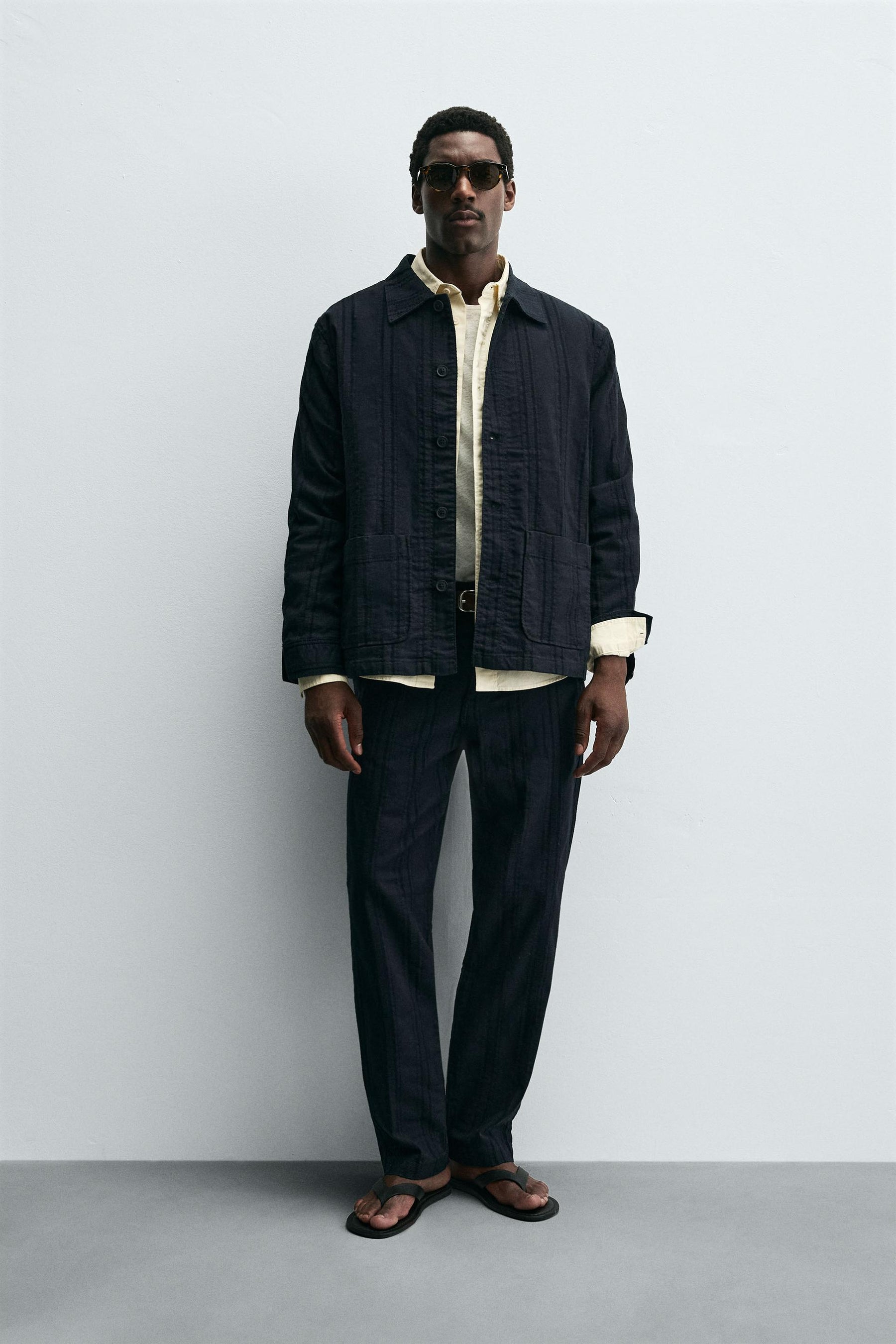 STRIPED JACQUARD OVERSHIRT - Image 1