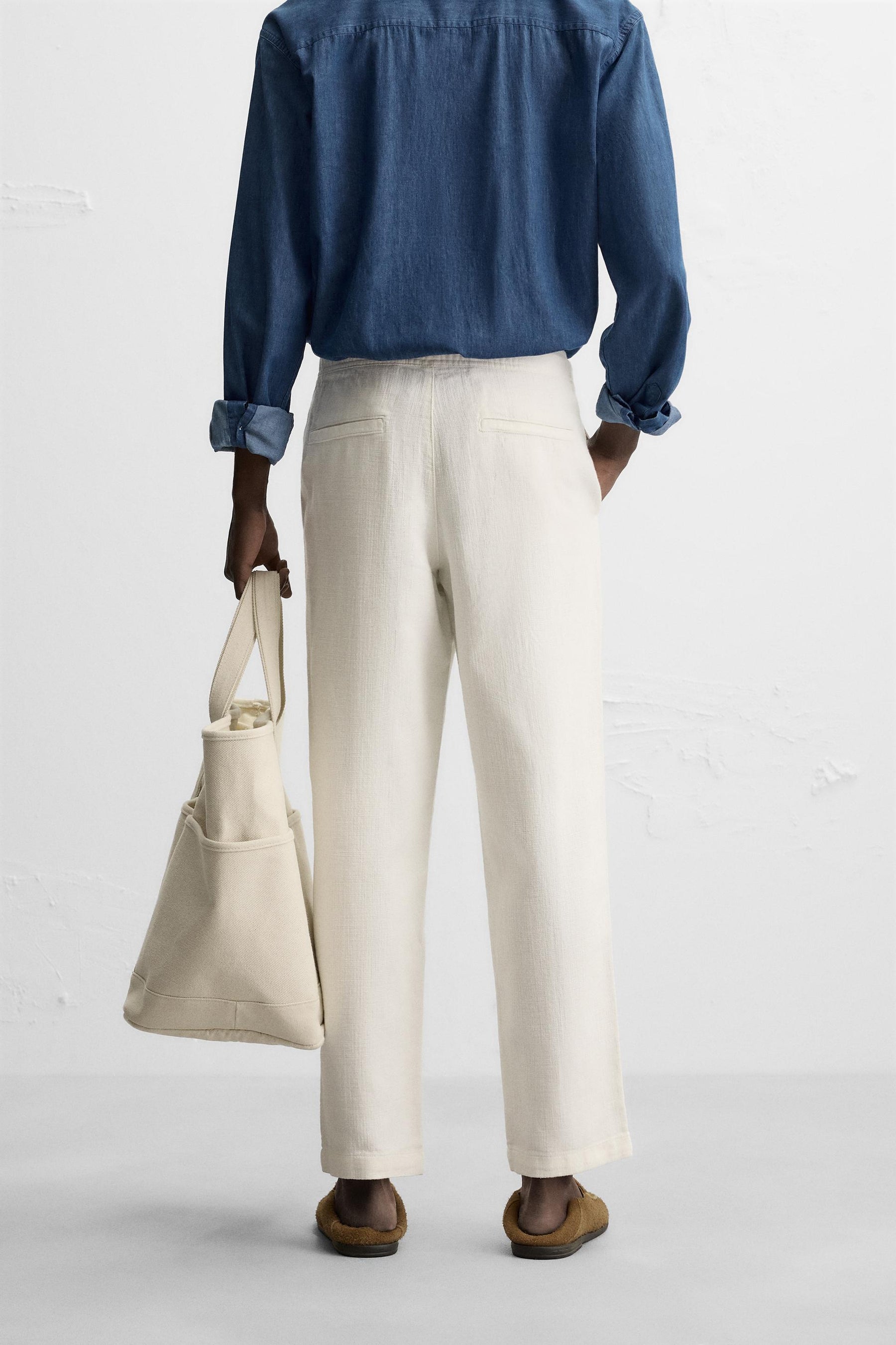 RELAXED FIT TEXTURED TROUSERS - Image 3