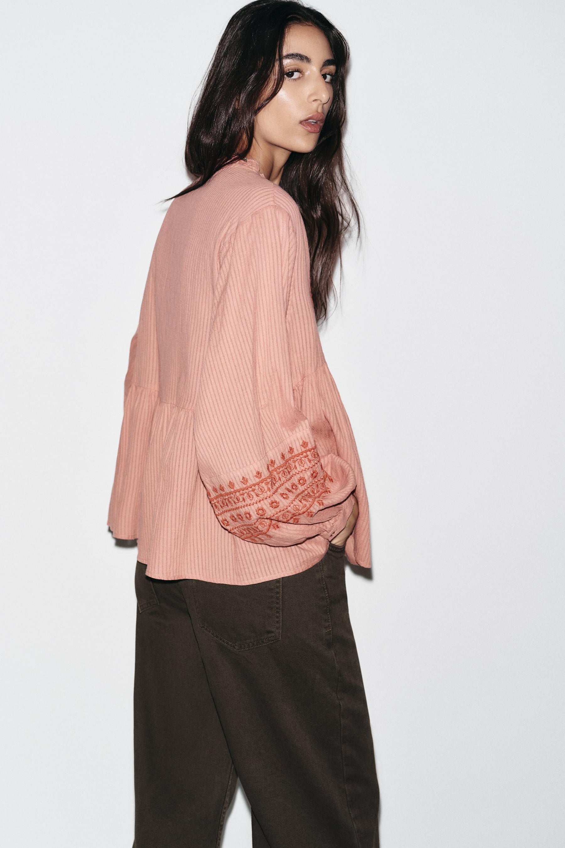 Embroidered Contrast Blouse