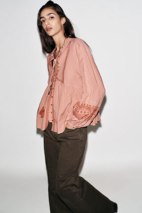 Embroidered Contrast Blouse