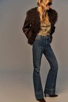 Flare seam mid-waist jeans