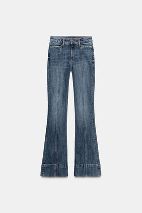Flare seam mid-waist jeans