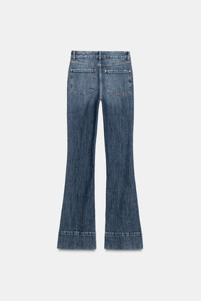 Flare seam mid-waist jeans