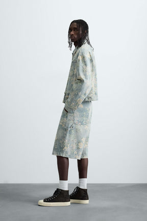 FLORAL PRINT DENIM JACKET - Image 4