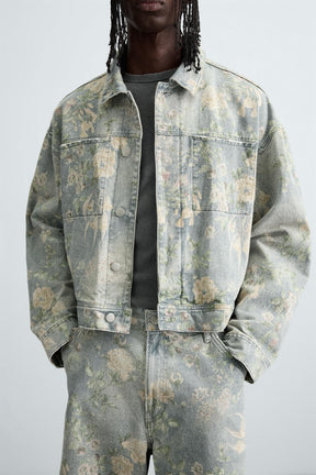 FLORAL PRINT DENIM JACKET - Image 6