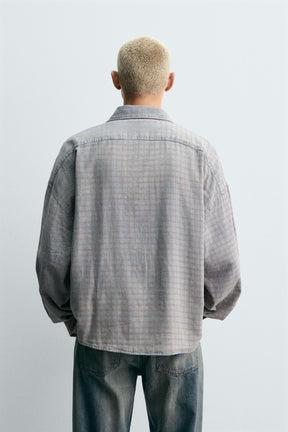 CHECK TEXTURED OVERSHIRT - Image 3