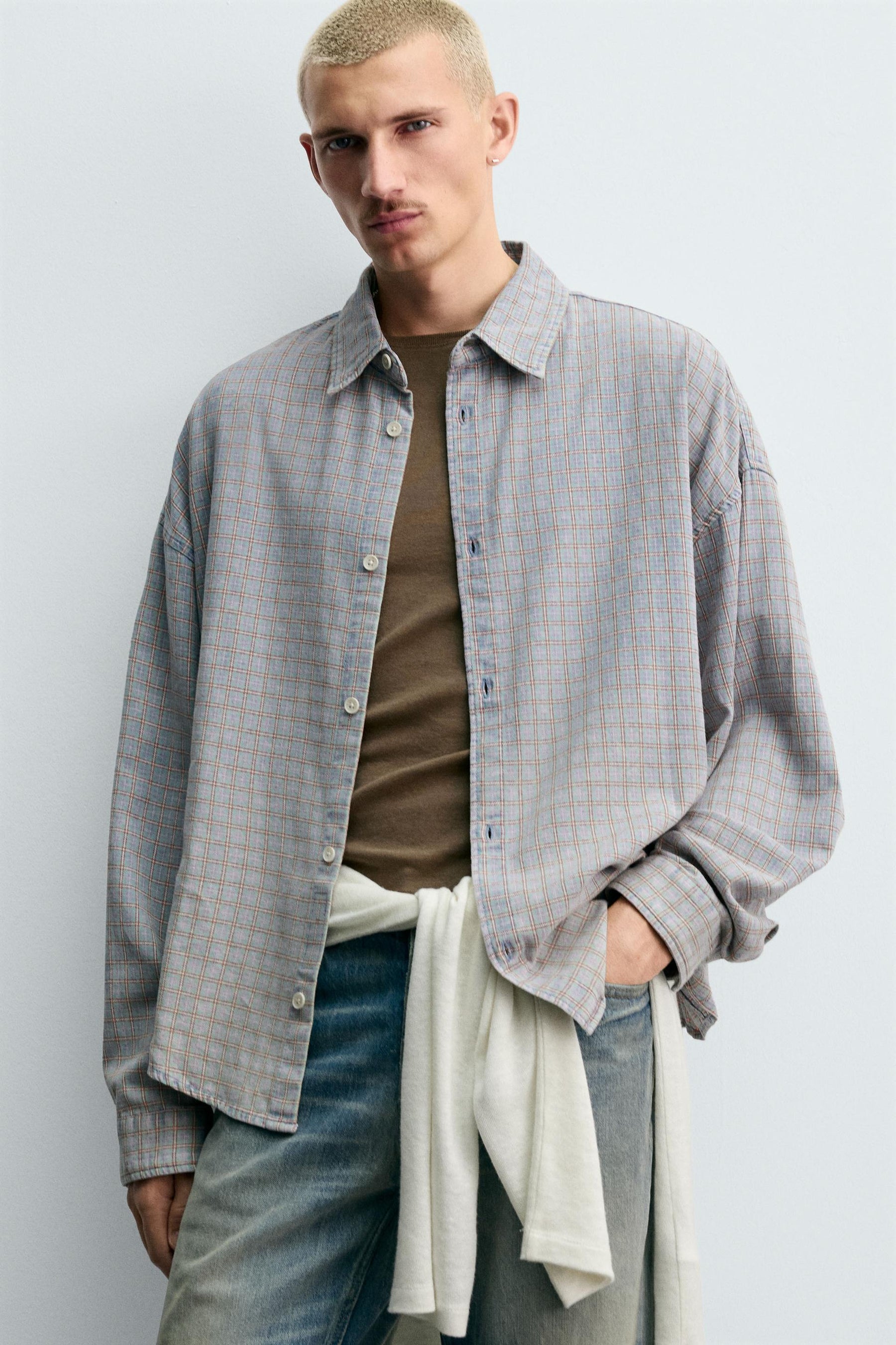 CHECK TEXTURED OVERSHIRT - Image 5