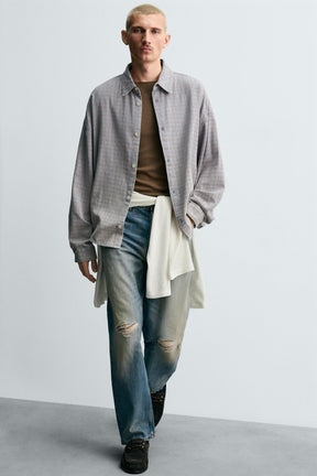 CHECK TEXTURED OVERSHIRT - Image 6