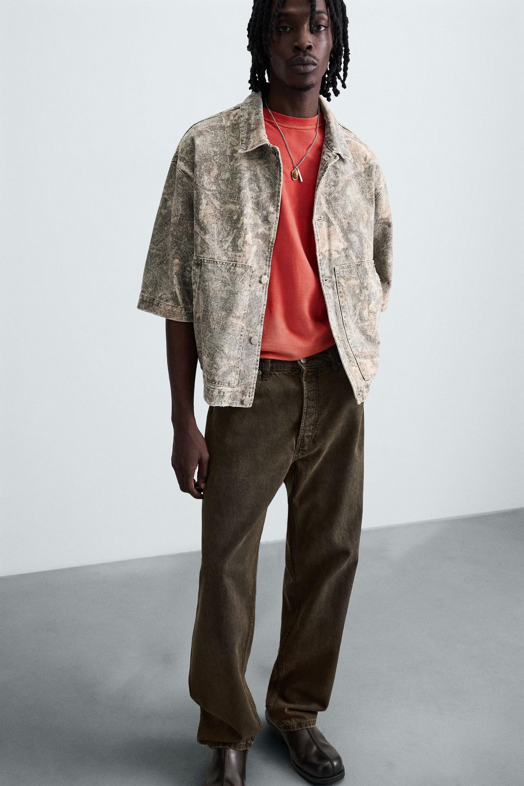 WASHED ABSTRACT PRINT OVERSHIRT - Image 5