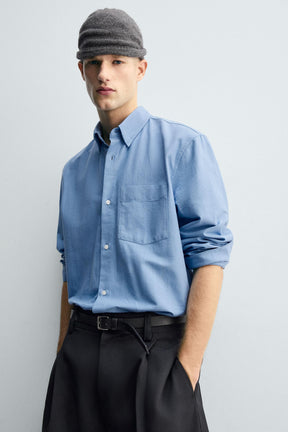 TEXTURED OXFORD SHIRT WITH POCKET - Image 5