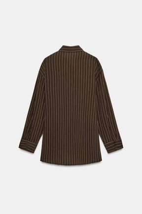 Striped Buckle-Detailed Shirt